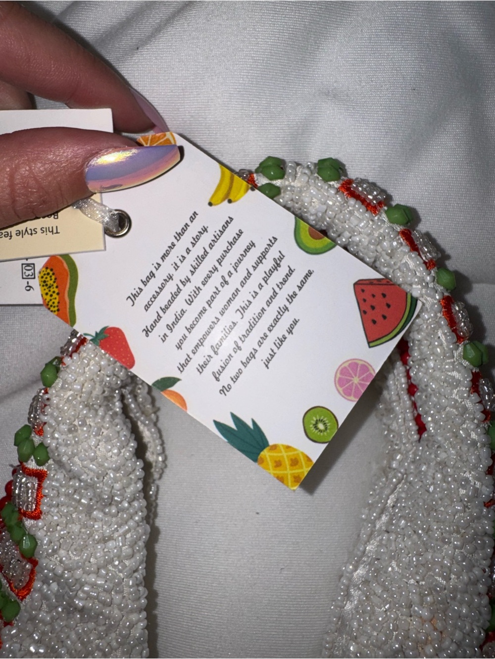 Aperol Spritz Beaded Shoulder Bag Handmade in India New With Tags - Picture 11 of 11